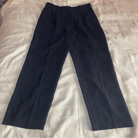 Aritzia- The Effortless Pant Crepette Black High Waisted Wide Leg Size 14 - Picture 2 of 9